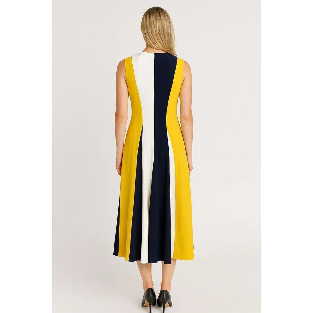 NWT. CH Carolina Herrera Colorblock Sleeveless A Line Midi Dress Sz 0 yellow - Picture 4 of 11